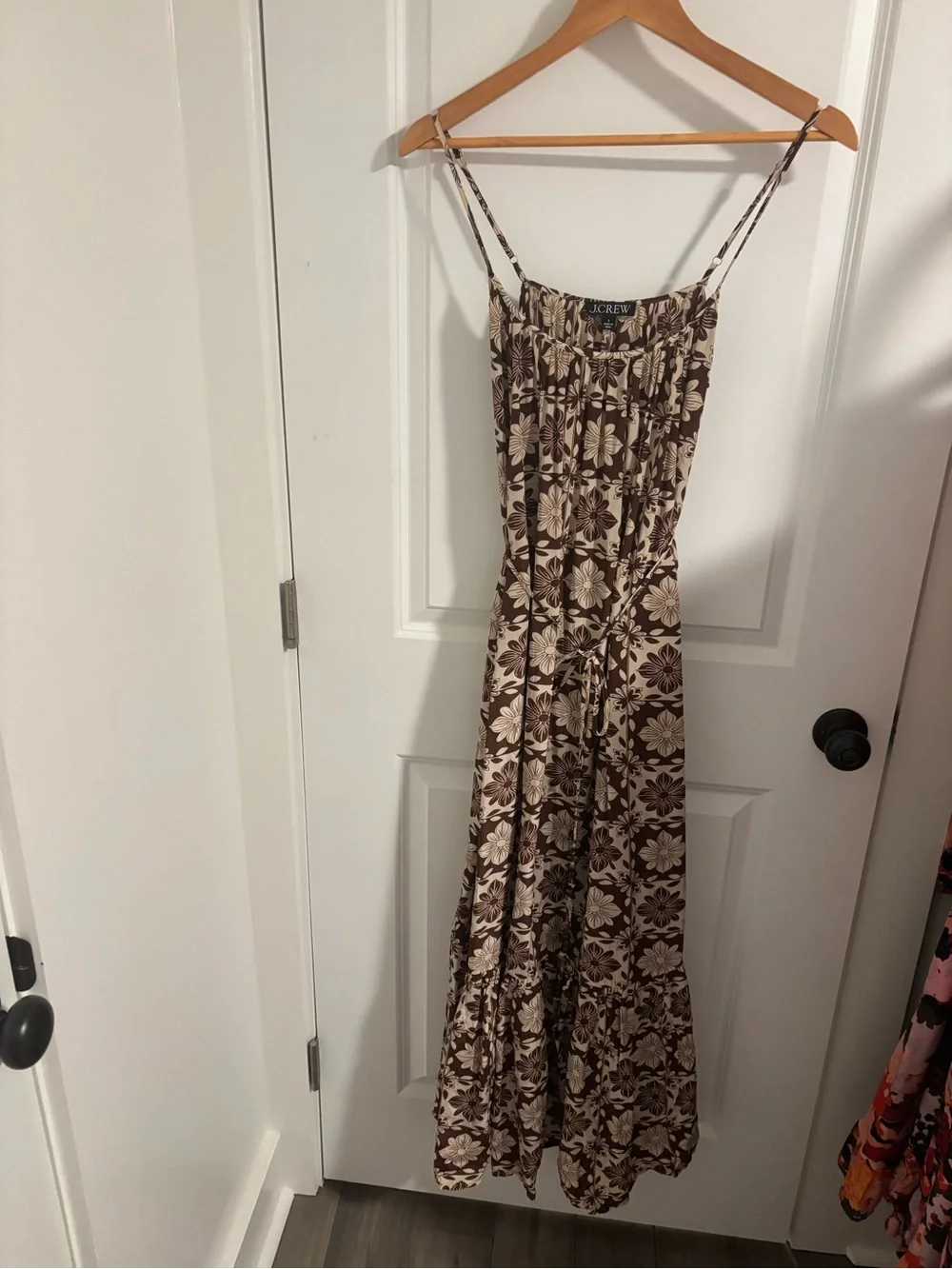 J. CREW Caspia Maxi Dress Floral Crepe de Chine Brown Size S